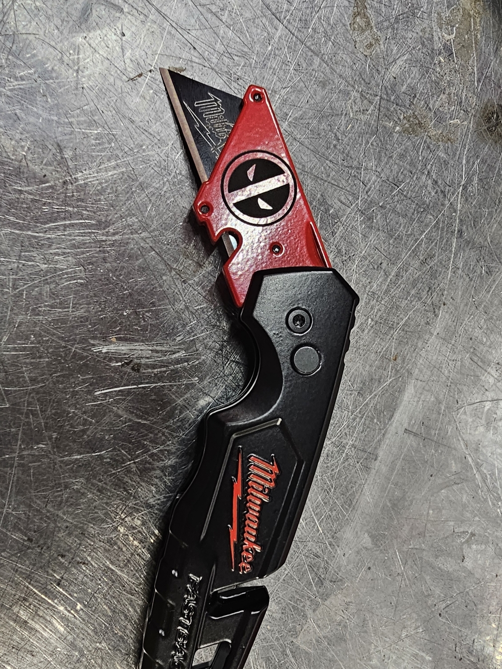 Milwaukee Red & Black Utility Knife Custom Deadpool Design.
